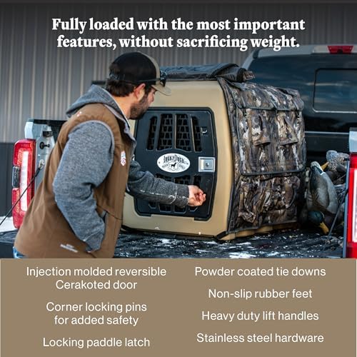 Lucky Dog Kennel, Durable Crash Tested Portable Dog Crates, Medium, Tan