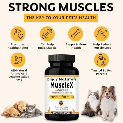 MuscleX™ Canine Muscle Formula Cats & Small Dogs with 300mg CaHMB & Vitamin D3 - Natural Muscl Building Formula-Helps Reduce Muscle Loss Due to Normal Aging & Improves Recovery from Injury(270 Caps)
