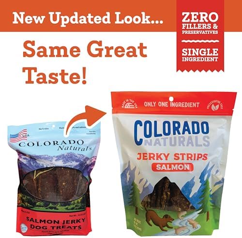 Colorado Naturals Salmon Jerky Strips Dog Treats, 16 oz – All-Natural, Made in USA, No Fillers or Preservatives – Wild Alaskan Caught, Rich with Omega-3