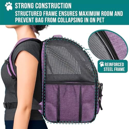 PetAmi Dog Backpack Carrier, Airline Approved, Purple