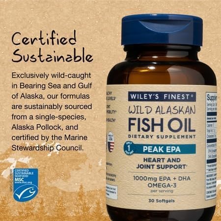 Wiley's Finest Wild Alaskan Fish Oil Peak EPA, 30 Count (Pack of 1)
