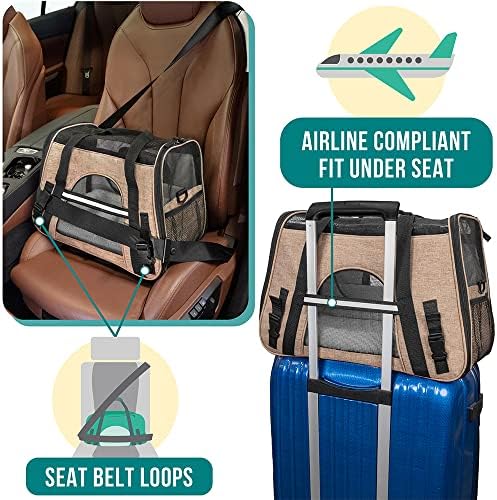 PetAmi Airline Approved Pet Carrier, Cats & Small Dogs, Large, Heather Taupe