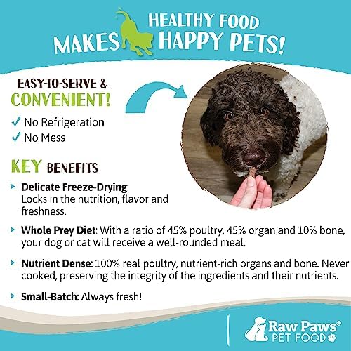 Raw Paws Freeze Dried Dog Food & Cat Food - Chicken Recipe, 16-oz, USA Made