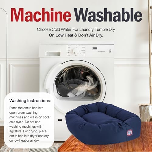 Majestic Pet Bagel Calming Dog Bed, 40 Inch Large, Round, Washable, Blue