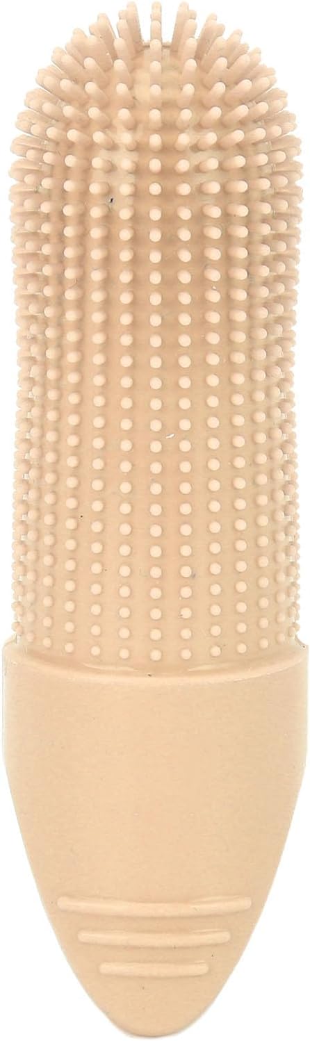 TOPINCN Silicone Dog Finger Toothbrush 360 Degree Food Grade for Dogs Cats Care with Flexible Design for Oral Clean (Beige)
