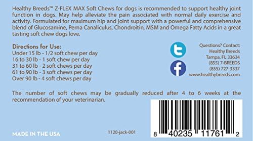 Healthy Breeds Jack Russell Terrier Z-Flex Max Hip and Joint Soft Chews 50 Count
