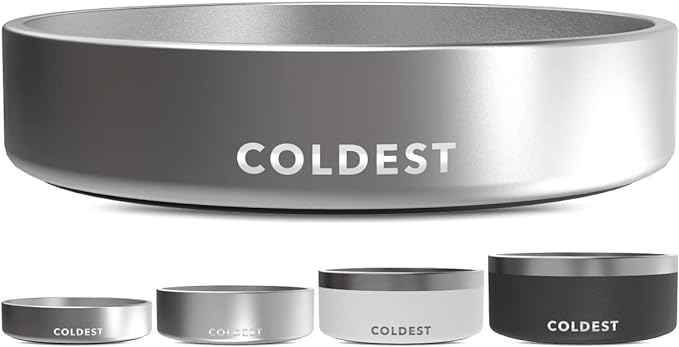 Coldest Dog Bowl - Anti Rust Metal, Non Slip, 3 Layers Insulated Stainless Steel Dog Bowls - Spill Proof & Heavy Duty - Water Bowl for Dogs, Cats, Dish Washer Safe (21 oz, Polished Stainless Steel)