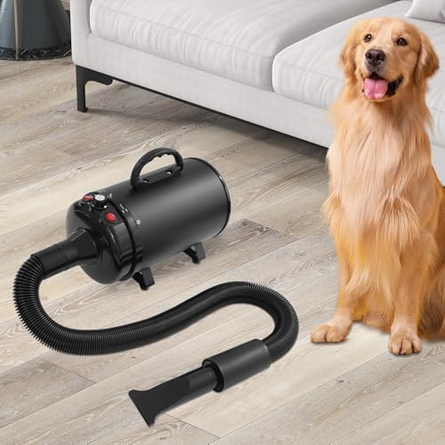 Dog Hair Dryer 4-in-1, 2.2KW Portable Air Blower with Multiple Nozzles, Safe and Gentle for Daily Grooming,Suitable for Small and Medium-sized Dogs