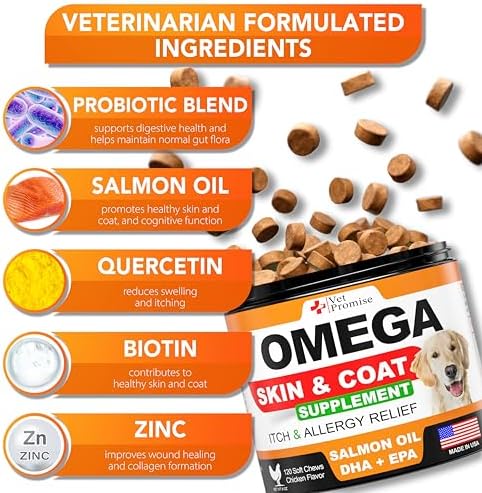 Omega 3 for Dogs - Fish Oil for Dogs Chews - Skin and Coat Supplement