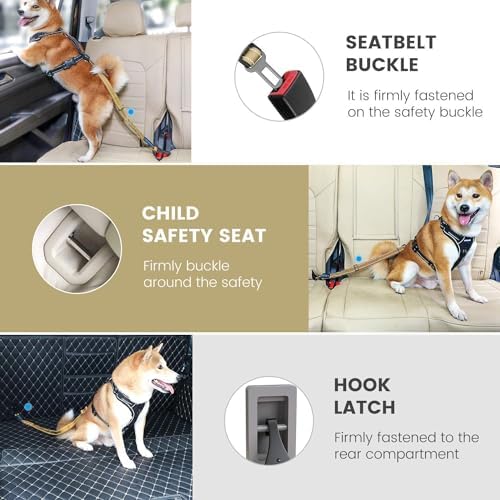 IOKHEIRA Dog Seat Belt 3-in-1 Car Harness - Green