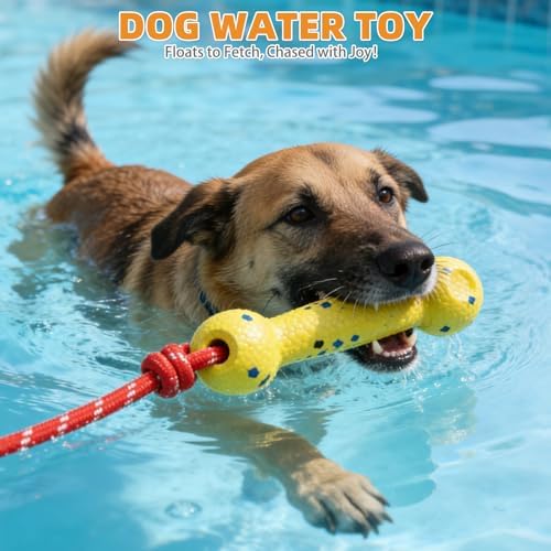 KOOLTAIL Floating Dog Pool Toy Bumpers with Rope, 2-Pack, Yellow & Blue