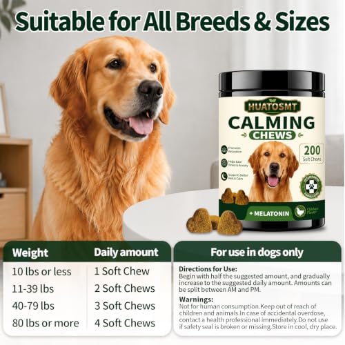 Dog Calming Chewable Tablets 200 Tablets Melatonin, Chicken