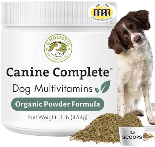 Organic Dog Vitamins, 1 Lb, 45 Scoops | Daily Dog Multivitamin with Prebiotics, Probiotics for Immune Support, Skin Coat, Digestion, & Joint Health - Canine Complete