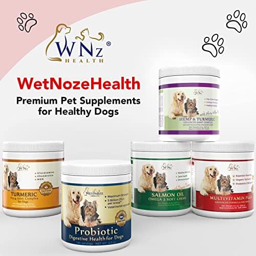 Dog Multivitamins and Supplements, Probiotics for Dogs w/Turmeric & Yucca, Probiotic Dog Chews for Brain Function, Gut & Immune Support, Joint Health & Anti-Inflammatory Supplement, 60 Chews, 8.4 oz
