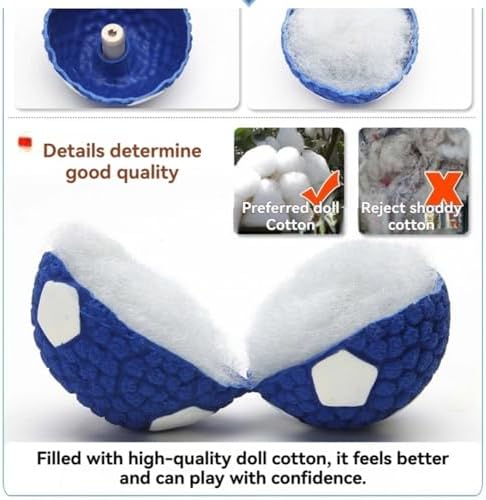 Squeaky Chew Dog Toys Interactive Sports Balls with Squeaker Soft Latex Rubber Bouncy Fetch Ball Toy (Soccer, Volleyball, Football, Tennis) for Puppy & Dog (Soccer+Volleyball,Small)