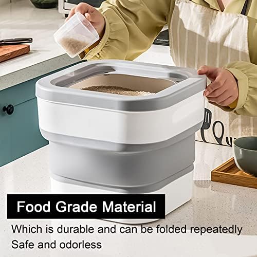 Grey Collapsible Dog Food Container with Lids, Large, Grey