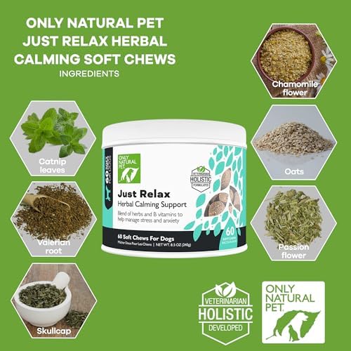 Only Natural Pet, Just Relax Herbal Calming Soft Chews for Dogs, 60 Soft Chews