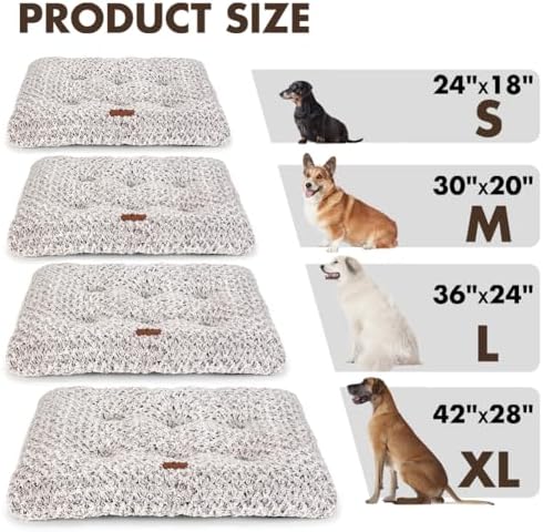 Dog Bed Crate Pad - Rosette Pattern White Velvet Pet Bed Anti-Slip Comfy Kennel Pad for Crates Rosette Brown XL