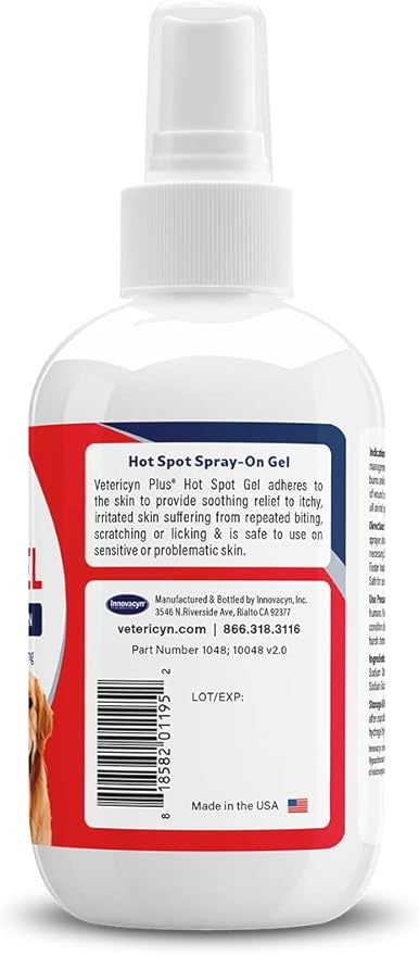 Vetericyn Plus Dog Hot Spot Gel | Spray-On Hot Spot Care for Dogs, Relieves Dog Itchy Skin and Allergy Symptoms, Helps with Skin Inflammation and Redness, Safe for All Animals. 3 ounces