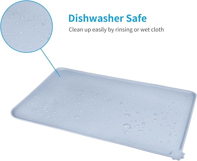 AUDWUD Silicone Waterproof Pet Feeding Mats,Anti Slip Bowl Pad,Dog Mat for Food and Water