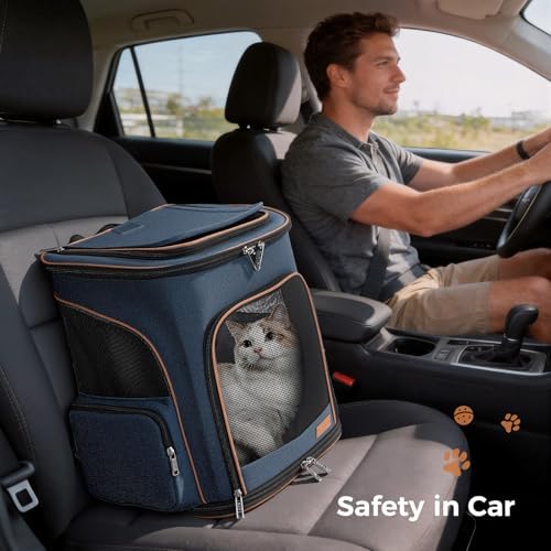 Lekereise Pet Carrier Backpack Expandable Cat Backpack Carrier for Small Dogs Large Cats Puppies, Dog Backpack Carrier for Hiking Travel Outdoor Hold Pets Up to 20 25 Lbs, Blue