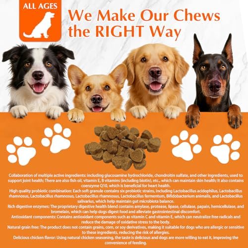 120 Dog Multivitamin Chews, Glucosamine Chondroitin Joint Support