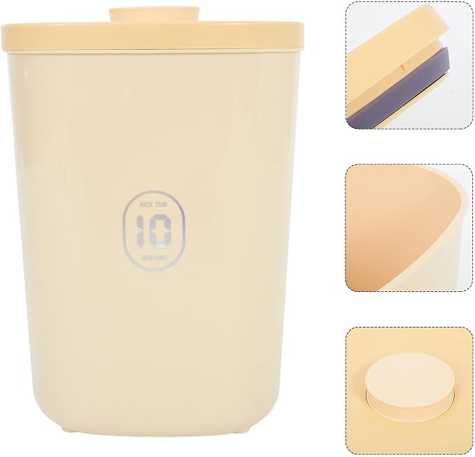 Large Capacity Airtight Pet Food Storage Bin with Vacuum Seal Yellow Sturdy Plastic Grain, Large, Yellow