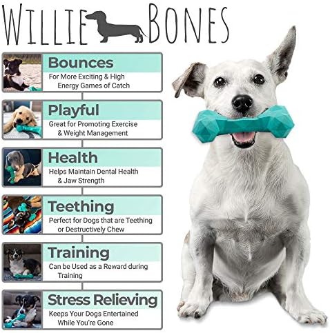 | Modern Dog Chew Toy | Almost Indestructible Dog Toys for Aggressive Chewers | Tough + Durable + Strong Natural Rubber Bone Toy for Small + Large Dogs + Puppy Teething | Boredom Chews