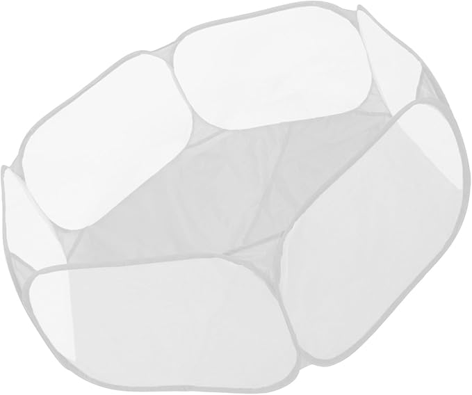 Portable Foldable Pet Playpen for Small Animals and Dogs, Grey Polyester Mesh Hexagonal Pen with Carry Bag, Indoor Safety Enclosure for Rabbits, Guinea Pigs, Hamsters, and Puppies