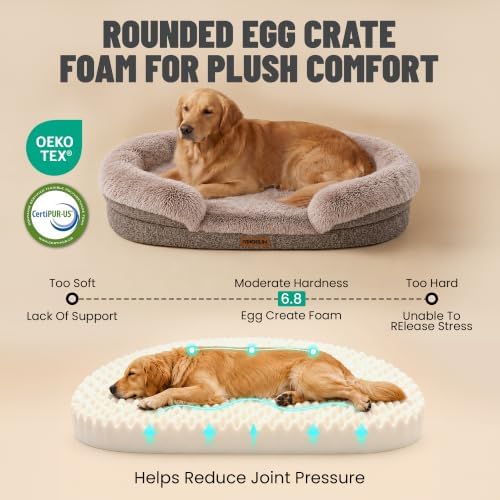 Miorun Fluffy Orthopedic Dog Beds Large Sized Dog, 36" Bolster Sofa Bed