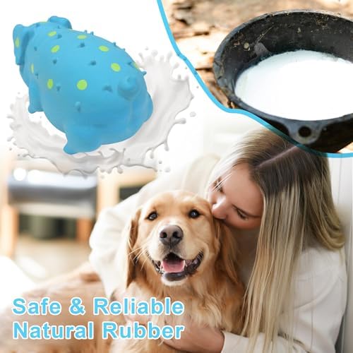 Squeaky Pig Dog Toy that Oinks, Latex Pig 7.3 in Grunting Dog Toys, Durable Dog Chewing Toys for Small Medium Large Dogs (Blue, 1 Pcs)