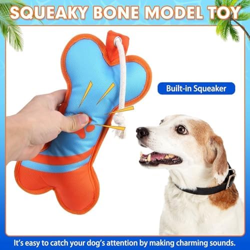 BINGPET Dog Pool Floating Toys, Bone Shaped with Rope, 2-Pack