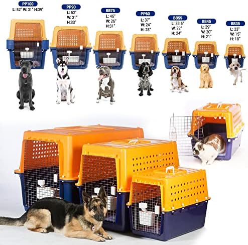 Pet Crate - Durable, Heavy Duty Dog Cat Kennel, Airline Approved - 7 Sizes