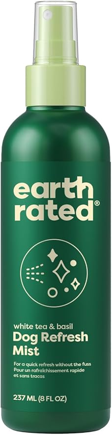 Earth Rated Dog Deodorizing Refresh Mist Spray, White Tea & Basil, 8oz | Conditioner Spray, Odor-Eliminating Perfume for Dogs, for All Coat Types