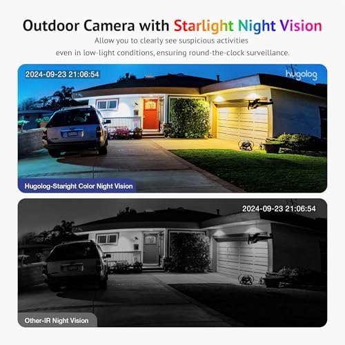 Hugolog 3K 5MP Outdoor Indoor Security Cameras for Home Security, Home Camera with Starlight Color Night Vision,Built-in Spotlight,Motion Detection,2-Way Talk,US Cloud & Local Storage,Works with Alexa