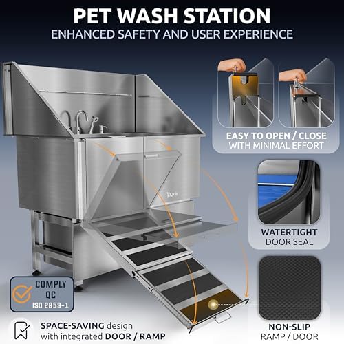 KANIS Professional Dog Washing Station 304 Stainless Steel Pet Wash Sink