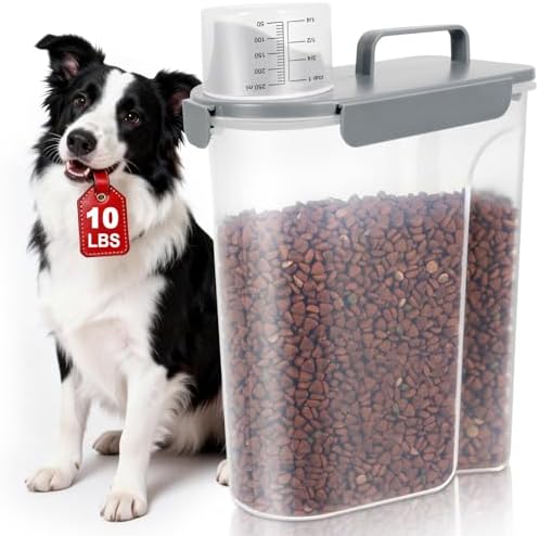 TBMax 10 lbs Cat Dog Food Storage Container, 10 lbs, Gray