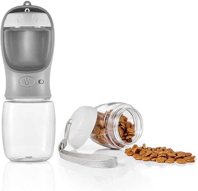 WePet Portable Dog Water Bottle with Food Container, 12oz+6oz