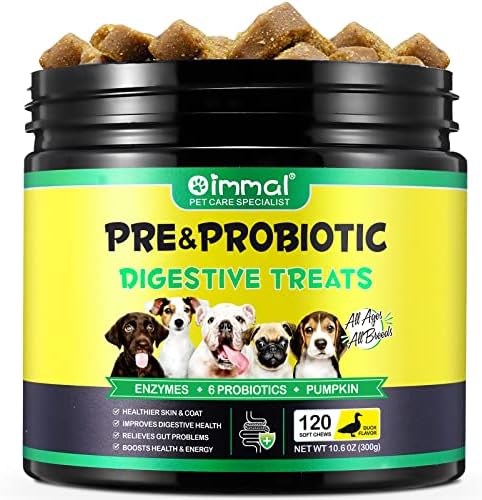 Probiotics Chews for Dogs - Pre & Probiotic Digestive Treats for Dog, Support Gut Health, Seasonal Allergies, Itchy Skin, Dog Supplement Soft Chews for Pet Immune System for Dogs - 120pc/Duck Flavor
