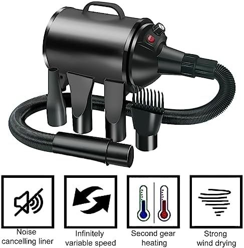 Dog Hair Dryer,3.3HP/2400W High Velocity Professional Dog Pet Grooming Hair Vacuum,Temperature Adjustable Dryer Blower Grooming for Dogs Cats (Black)