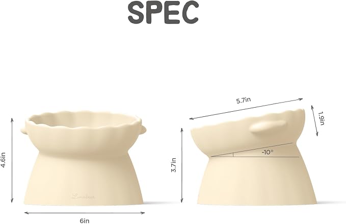 Elevated Dog Bowls, Raised Dog Bowl - Premium Food-Grade Silicone Material, Dog Bowls elevated, Quiet Dog Bowl for Noise-Sensitive Dogs, Non slip, Perfect angle, Cute, Dishwasher Safe (Ivory)
