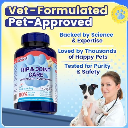 Glucosamine for Dogs, Hip & Joint Supplement for Dogs Cats, Glucosamine Chondroitin for Dog Supports Joint Health and Joint Pain Relief, Chicken Flavored for All Breeds and Sizes, 120 Tablets