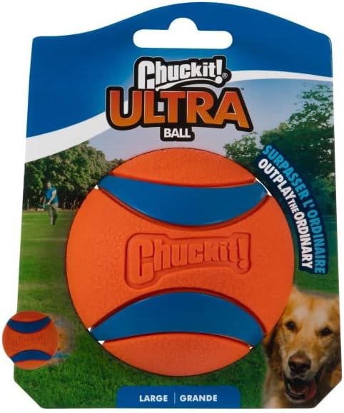 Chuckit! Ultra Ball Dog Toy - Size Large - for Dogs 60-100 lbs - Made from Durable Rubber - Super Bouncy - Floats in Water - 3-inch Diameter - Large (Pack of 12)