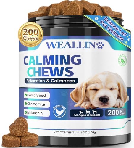 WEALLIN Calming Chews for Dogs, Hemp, Chicken, 200 Chews