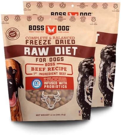 Boss Dog Freeze Dried Raw Diet (Dogs), Beef Recipe, 12 oz Bag (Bag of 2)