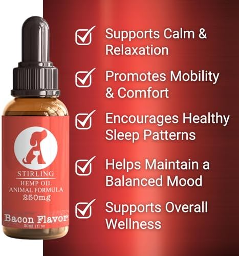 STIRLING Hemp Seed Oil for Dogs & Cats, MCT, Omega 3 6 9, Bacon Flavor