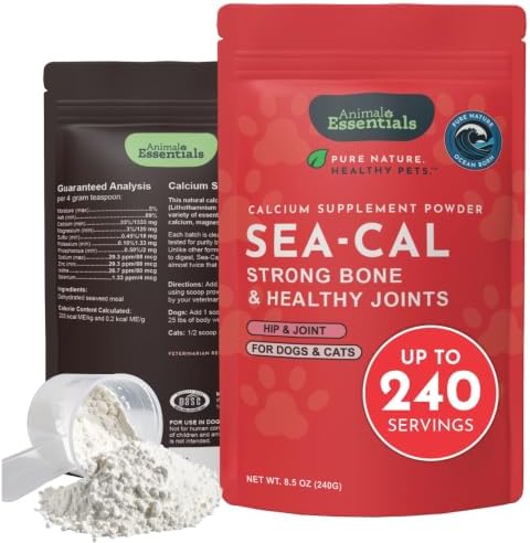 Animal Essentials Sea-Cal - Pure Seaweed Calcium Powder for Dogs with Magnesium, Joint Supplement for Dogs & Cats for Healthy Bones & Teeth, Joint Health, Vegan Icelandic Seaweed Calcium - 8.5 oz