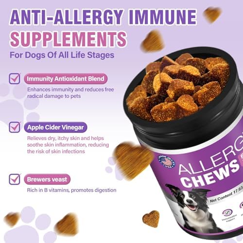Dog Allergy Chews, Itchy Skin & Hot Spot Relief with Probiotics, 500 Count