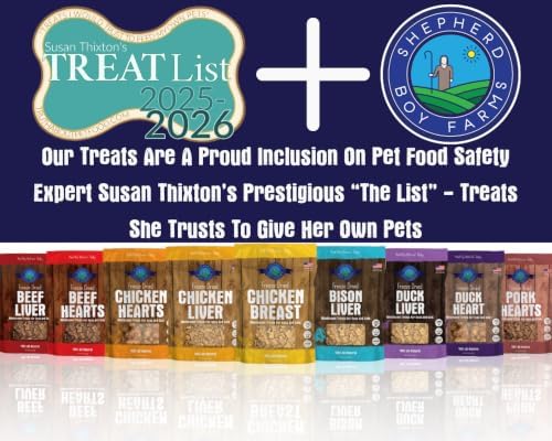 Shepherd Boy Farms Freeze Dried Lamb Hearts Dog and Cat Treats, 8oz