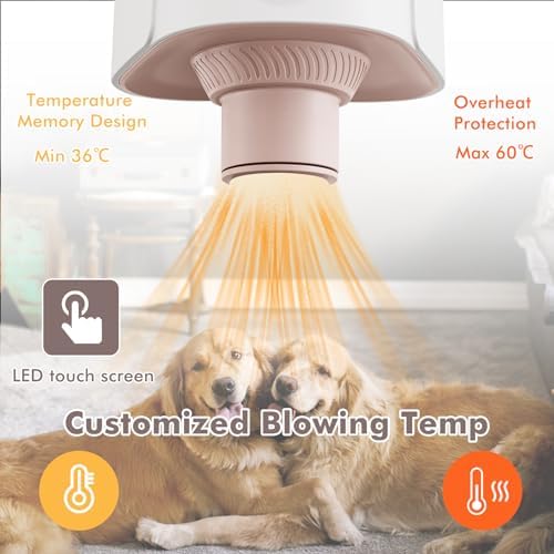 Giantex Dog Dryer, Dog Hair Dryer with Adjustable Air Speed and Temperature Control, 4 Nozzles, Negative Ion Function, Overheat Protection, High Velocity Dog Blow Dryer for Pet Grooming Salon